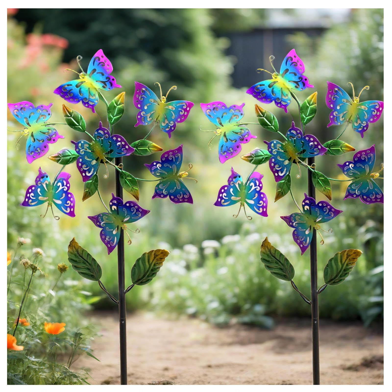 Lot de 2 Moulin à Vent Jardin ， Style Papillon Moulin A Vent Jardin Exterieur, pour La DéCoration d'art De Cour Et De Jardin
