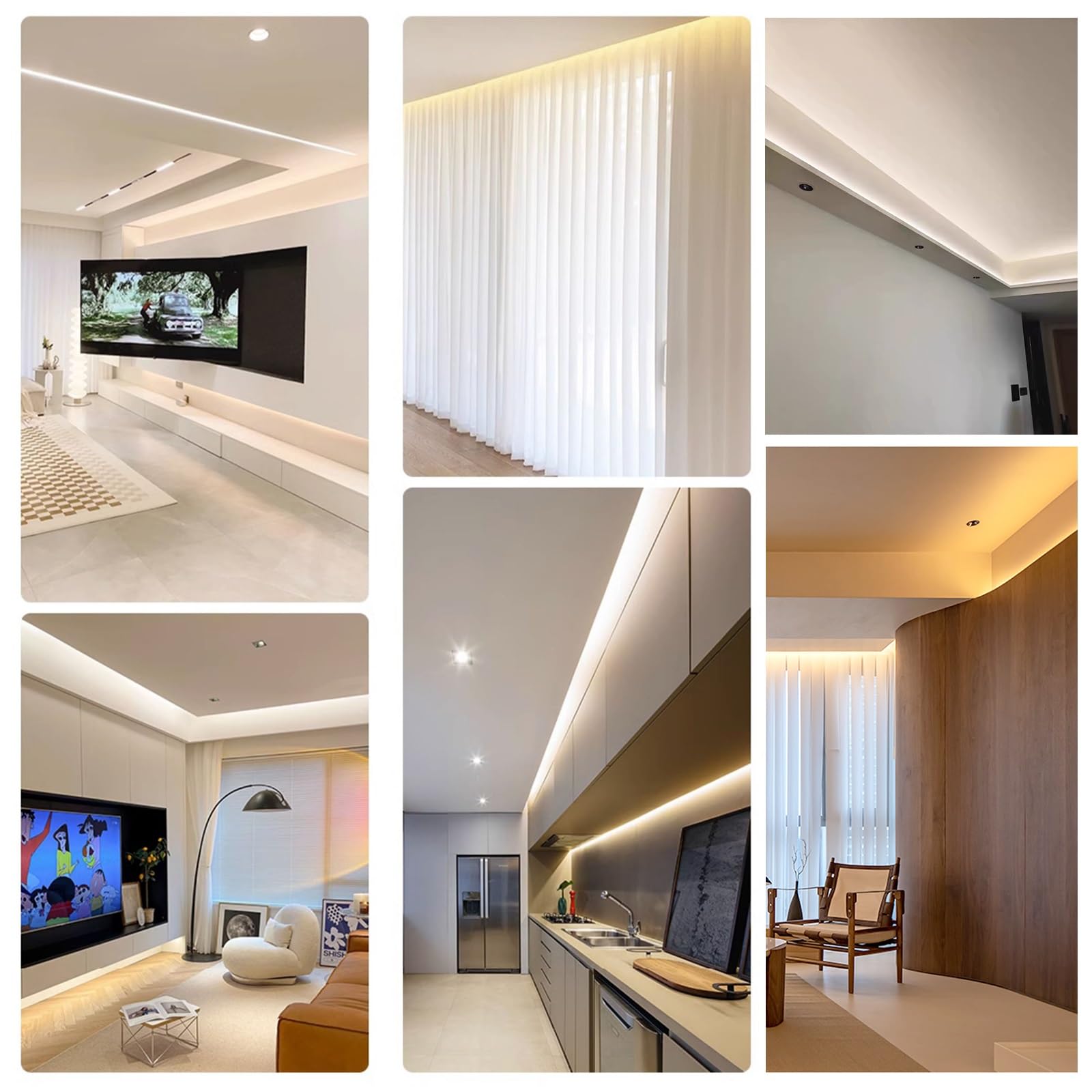 Dimensioni delle modanature per soffitti, Profilo del Canale LED in Alluminio Stampaggio a Corona Illuminazione indiretta Lunghezze Multiple(2.5 m/8.2 ft)