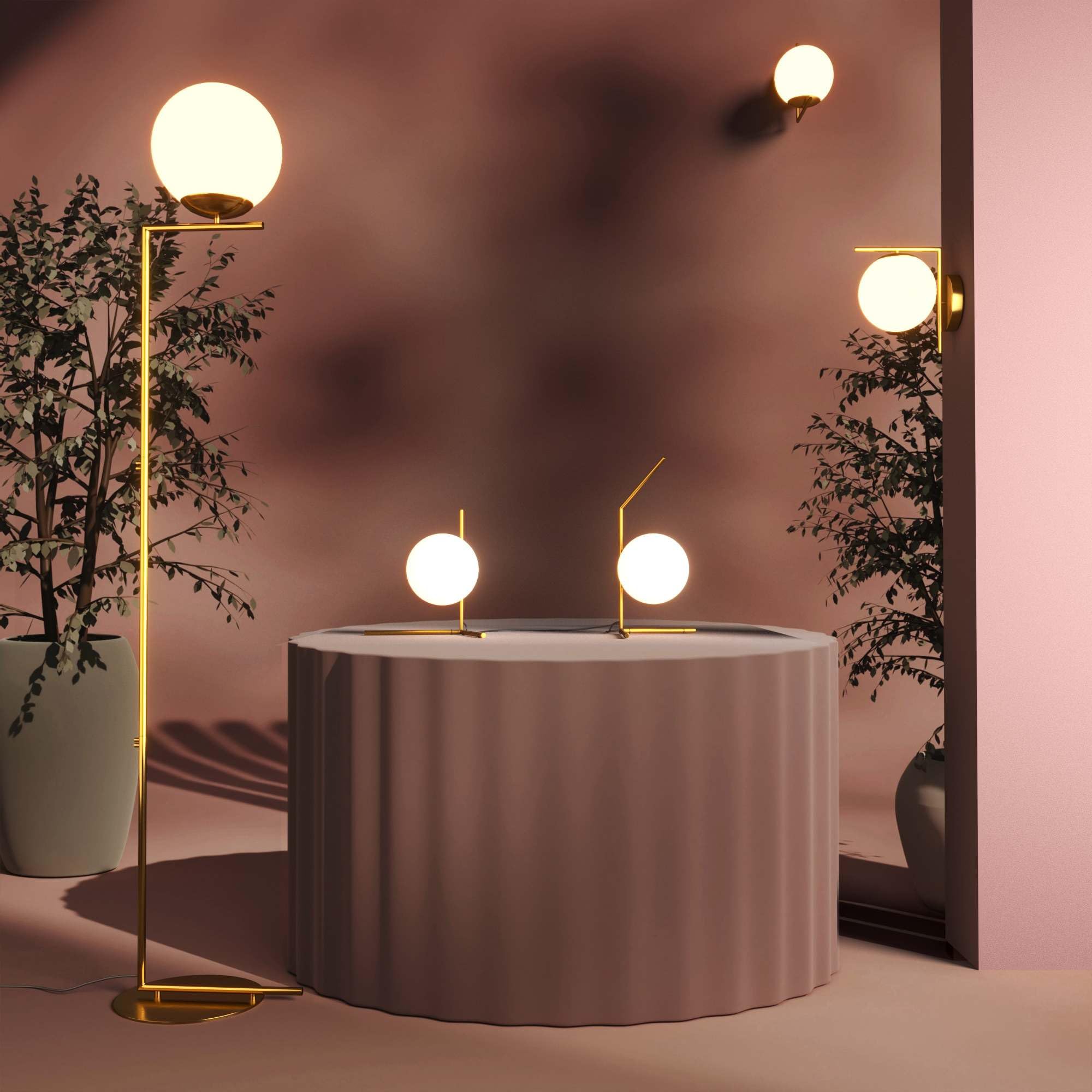 BARCELONA LED Lampada Da Tavolo OCTO Sfera Vetro E27 Oro | Diffusore sferico opalino, alluminio satinato, luce morbida, stile retrò, formato compatto, complemento d’arredo