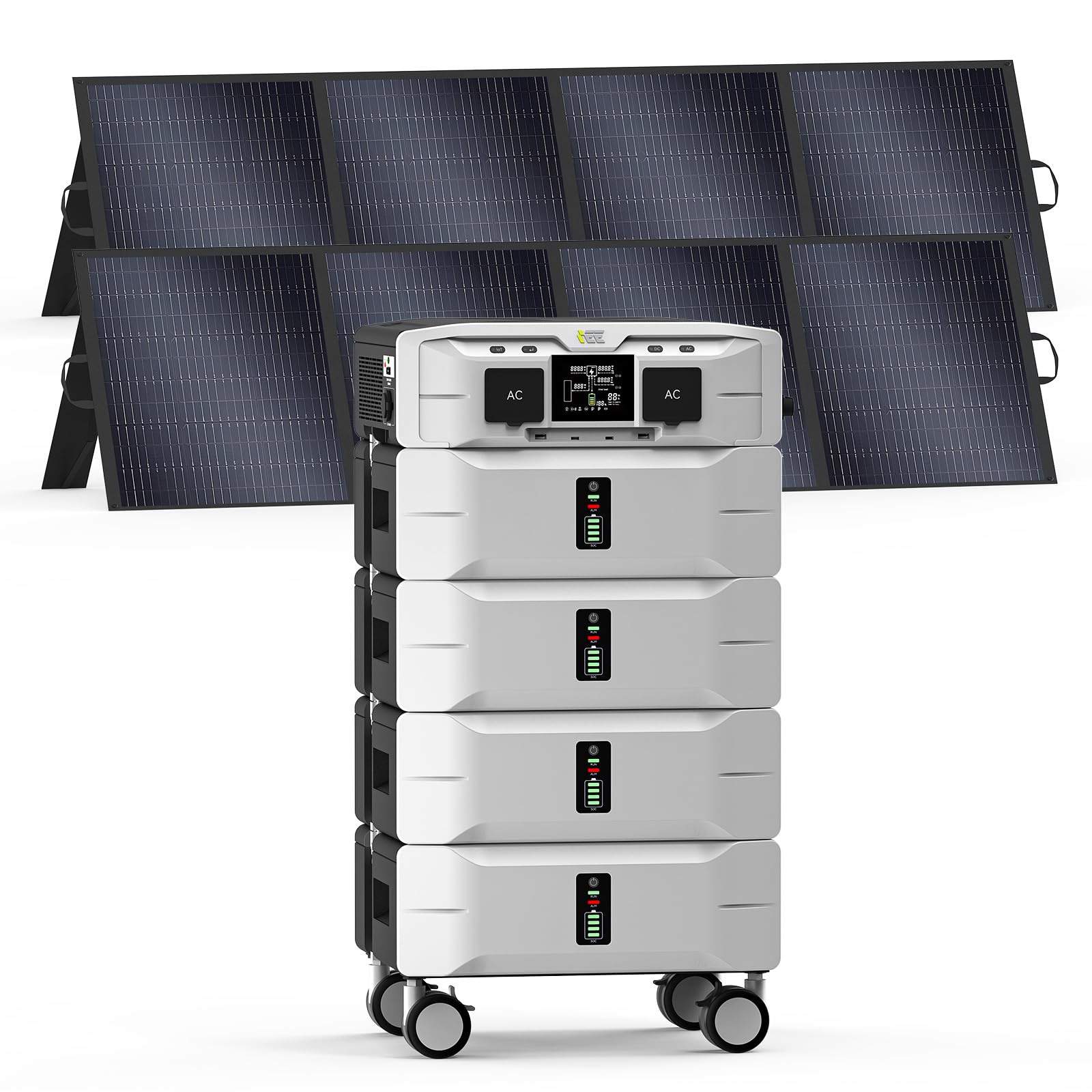 IEE 10 24kWh Portable Power Station SP5000 with 2x200W Solar Panel 120 240V Solar Generator 5000W Peak 9000W