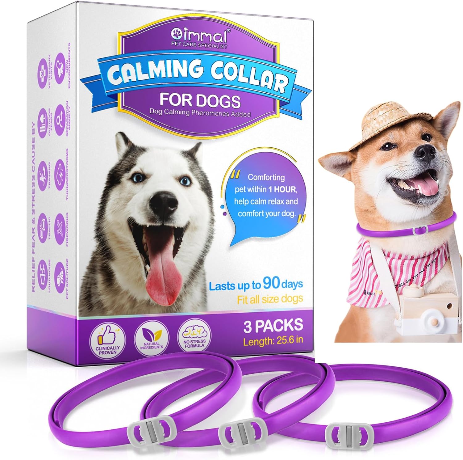 find back Calming Collar for Dogs, 3 Packs Adjustable Pheromone Calm