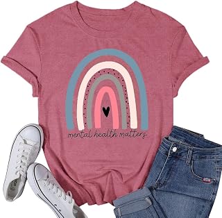 Mental Health Shirts for Women Therapist Psychologist Matters Tshirt Human Brain Illness Tee Tops