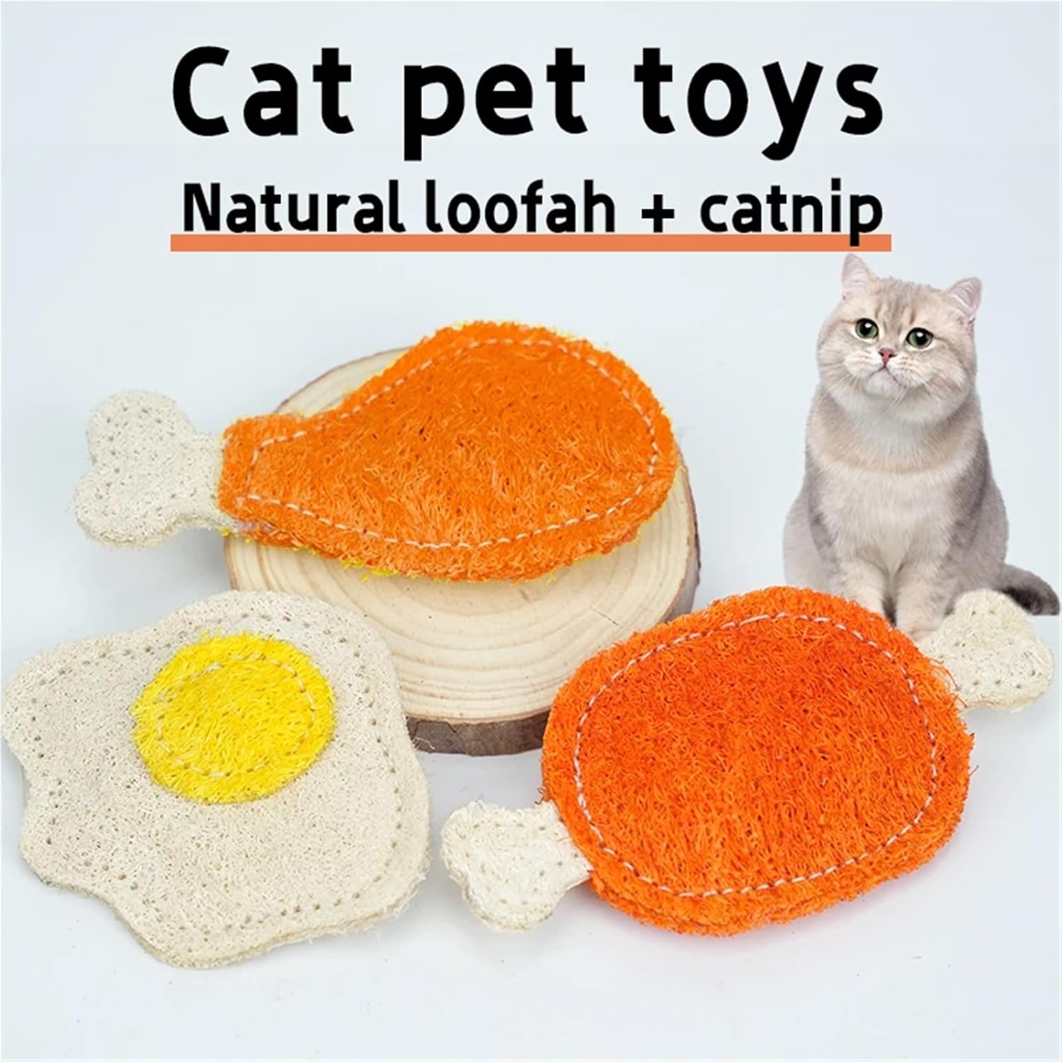 Pet Cat Bite Chew Toys Organic Natural Loofah Kittens Puppy Teeth Cleaning Chew Mofa Primordial Meal Bag Three-Piece Set(3-Set)