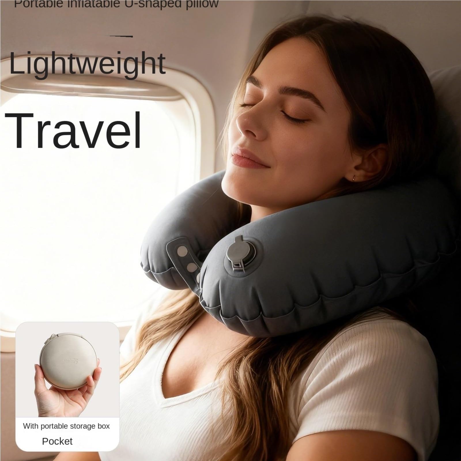 Almohada De Viaje Cuello Oficina Almohada Inflable For El Cuello, Portátil, For Siestas, For Viajes Accessorios De Viaje(Grey)