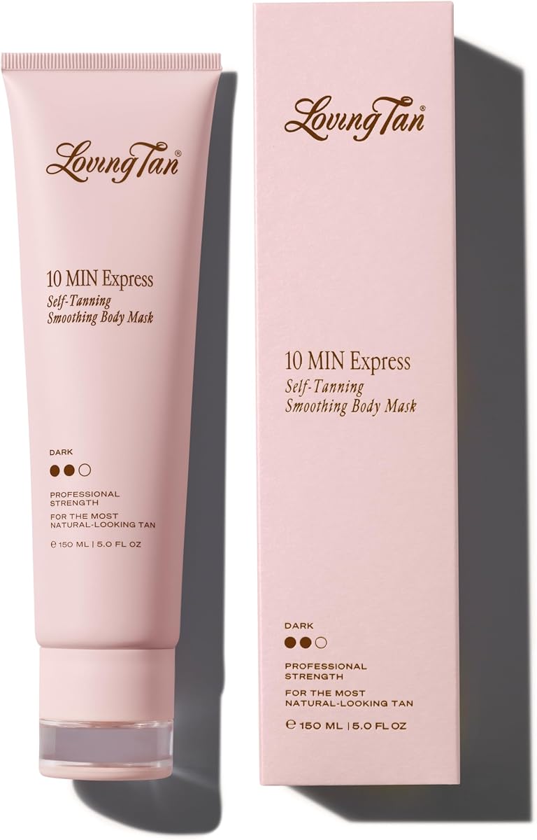 10 Minute Express Self Tanner Body Mask, Dark, 5 fl oz | Fast Acting & Streak-Free Smoothing Self Tan Formula, Natural Bronze, Hydrating Ceramides, Quick Dry & Transfer-Resistant