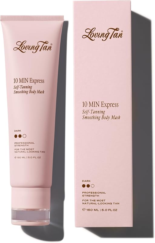 10 Minute Express Self Tanner Body Mask, Dark, 5 fl oz | Fast Acting & Streak-Free Smoothing Self Tan Formula, Natural Bronze, Hydrating Ceramides, Quick Dry & Transfer-Resistant