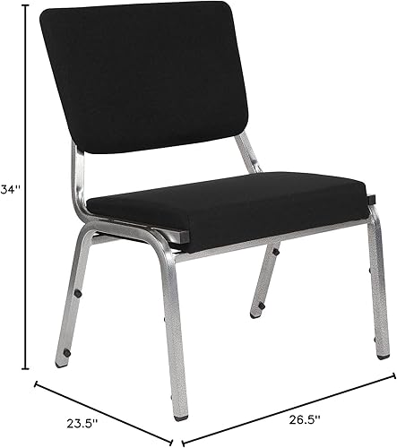 Miniatura 3 de Flash Furniture HERCULES Series Silla de recepción médica bariátrica de tela antimicrobiana negra de 1000 libras con respaldo de 34 paneles