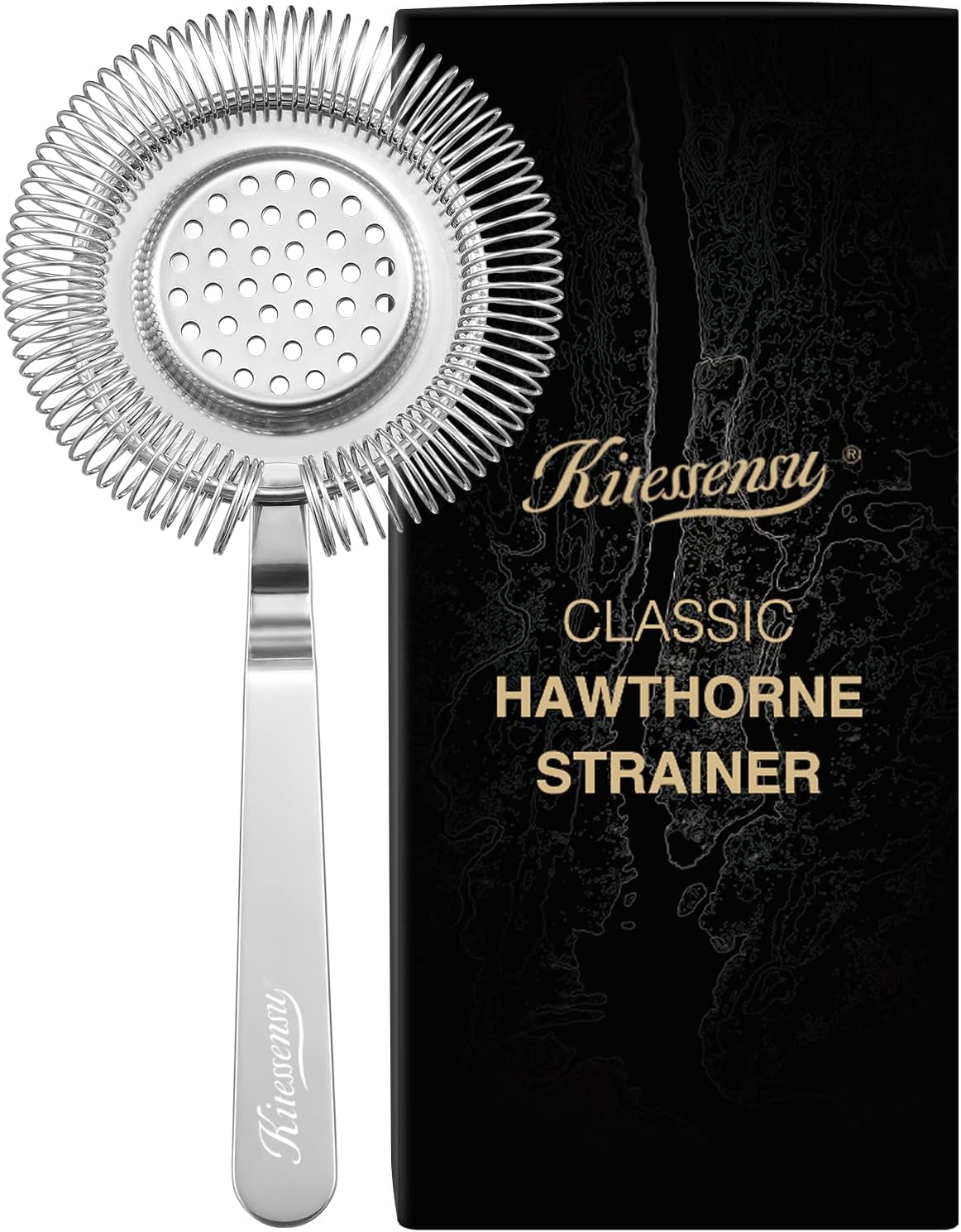 KITESSENSU Hawthorne Strainer with Long Handle, 18/8 Stainless Steel