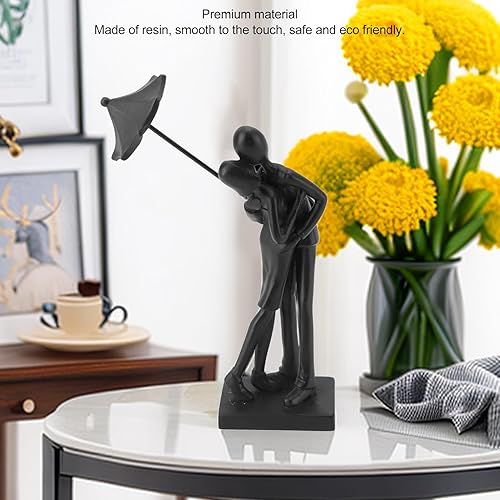 Vista 3 de PerGar Escultura de pareja amorosa bajo el paraguas, estatua de pareja de resina, figuras de escultura de hombre y mujer, figura de amantes