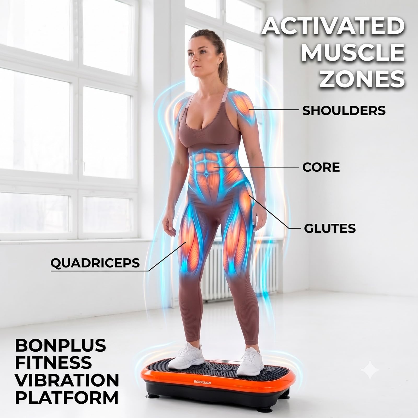 Plataforma Vibratoria, Placa de Vibración, 99 Niveles de Velocidad, 5 Programas, Bandas Elásticas y Bandas de Resistencia Incluidas, Sistema de Magnetoterapia, Plataforma Fitness