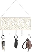 Vista 1 de Mkono Key Holder for Wall Decorative Small Macrame Key Holder Boho Home Decor 5 Hooks Display Key Hanger for Entryway, Hallway, Bedroom, Living Room
