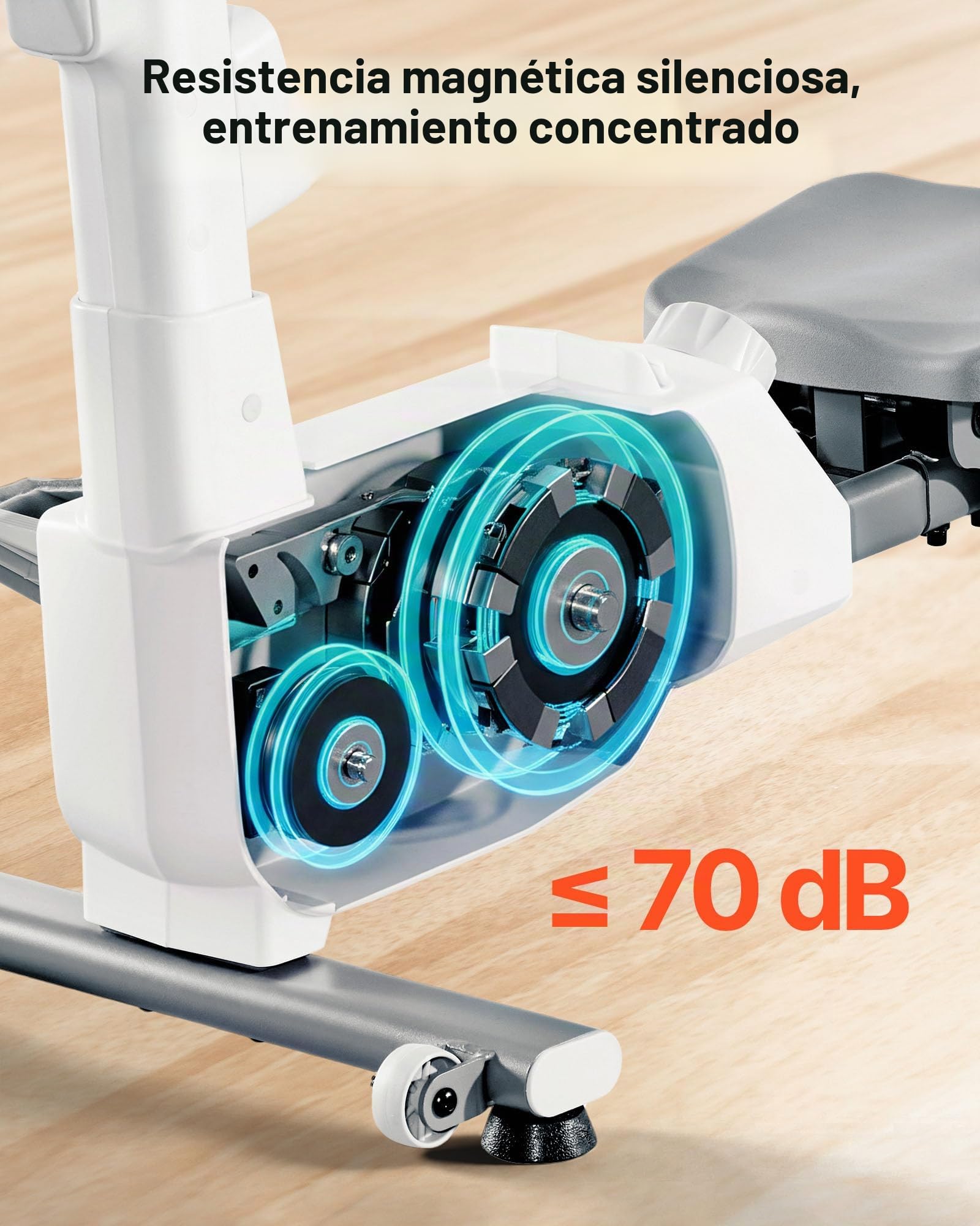 VEVOR Máquina de Remo Magnética Silenciosa, con 16 Niveles de Resistencia Ajustables, con Rieles Deslizantes Dobles y Pantalla LCD, Compatible con Aplicación Bluetooth, 1450 x 480 x 585 mm, Blanco