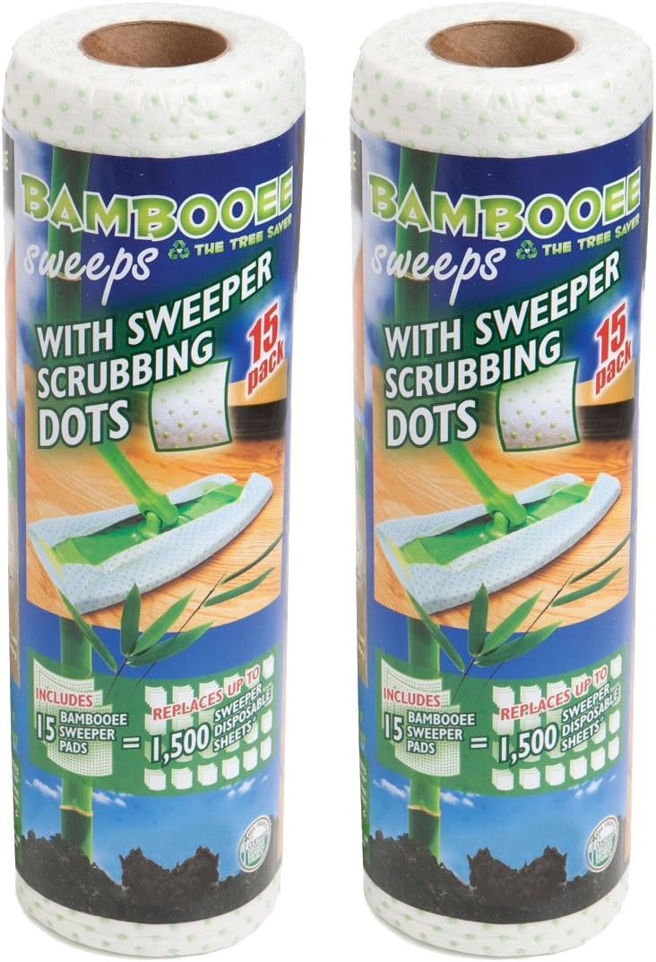 Bambooee Reusable Bamboo Sweeper Sheets with Sweeper Scrubbing Dots (2)