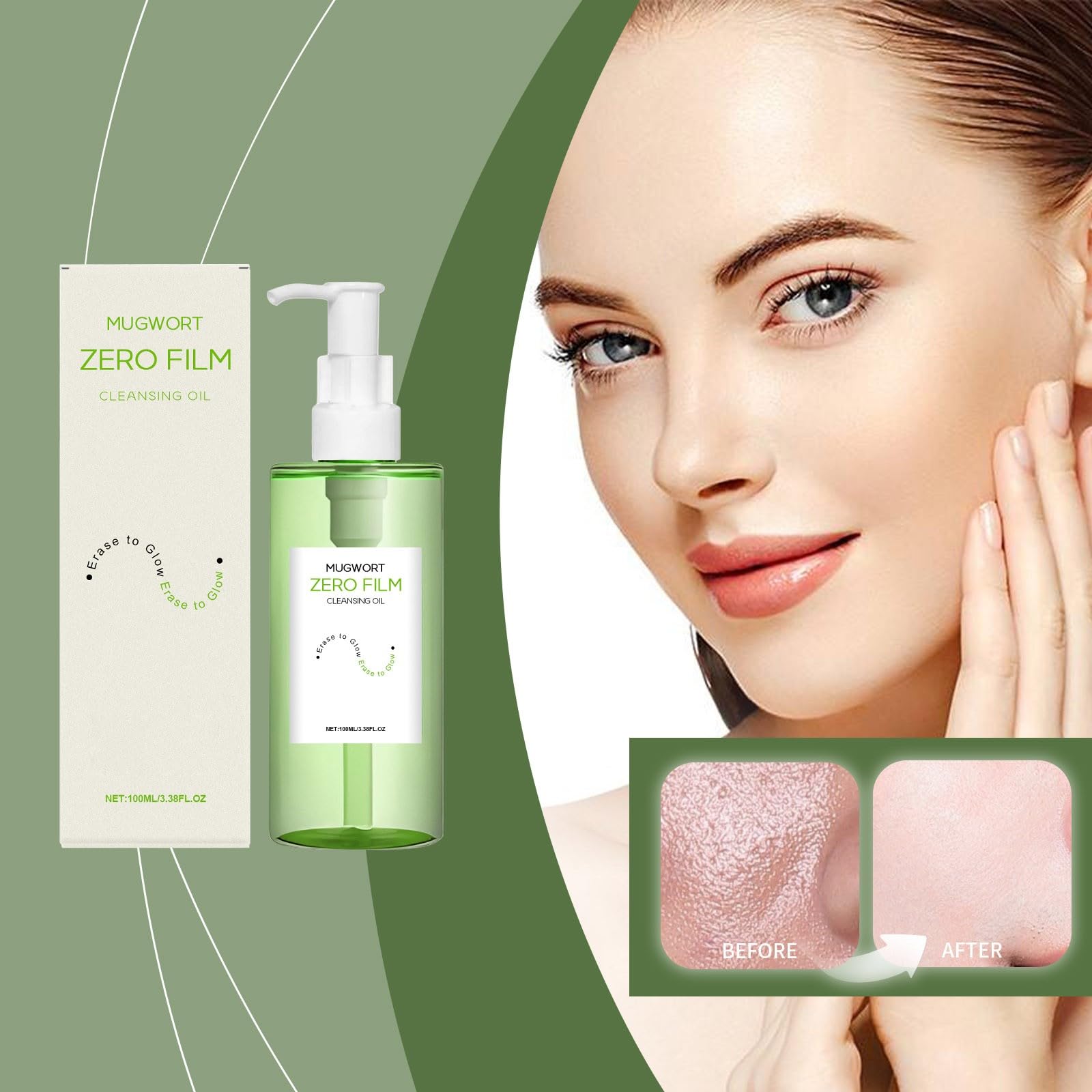 100 ml Zero Film Cleansing Oil, głęboko oczyszczający olejek czyszczący z pszenicą i zielonymi ziołami, do codziennego usuwania makijażu, nawilżający i kojący skórę
