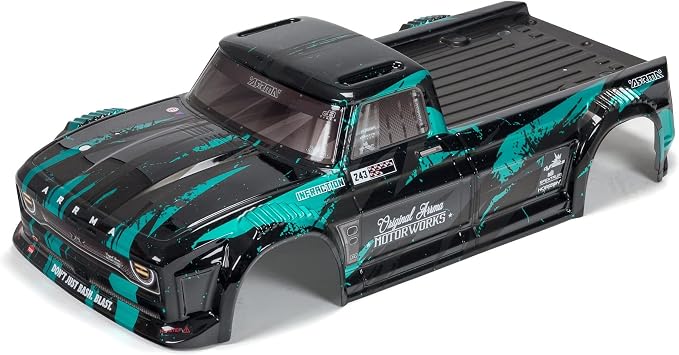 ARRMA 1/8 Finished Body, Black/Teal Infraction, ARA414008