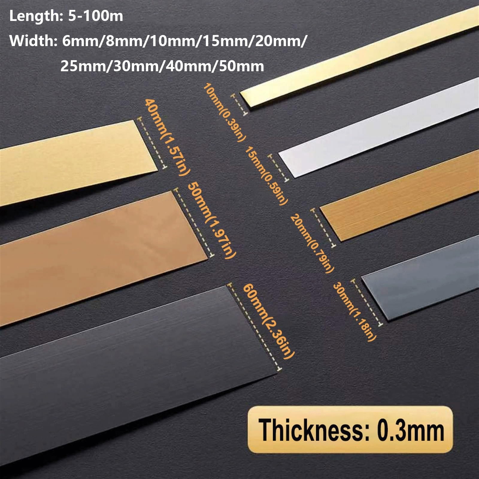 Elastyczna listwa ozdobna, samoprzylepna, 20 mm x 60 m, samoprzylepna, do ściany, lustra, dekoracja mebli, czarna