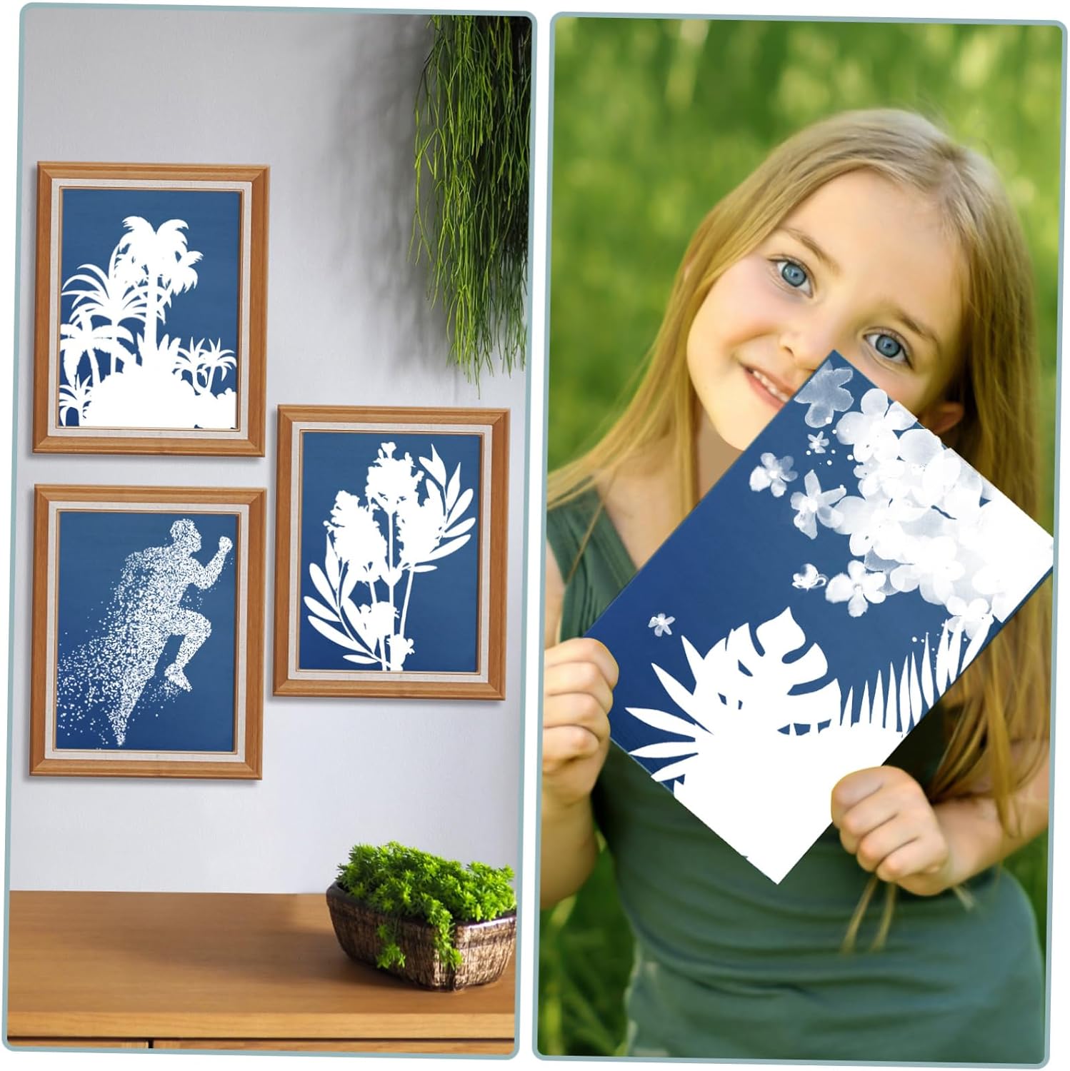 Uonlytech Cyanotype Paper Kit for Adults A5 Solar Printing Paper 32 Sheets for DIY Crafts and Sun Printing