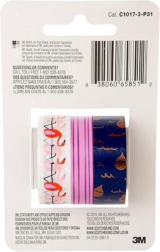 Miniatura 5 de Scotch Expressions - Cinta washi, 3 rollos, tamaños surtidos, ideal para decoración y manualidades (C1017-3-P31)