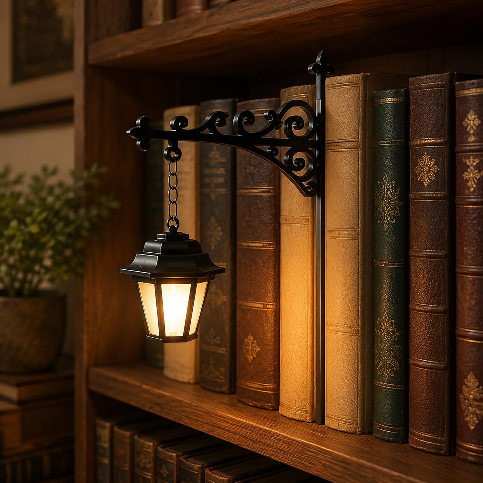 Vintage LED lampka nocna do czytania, latarnia biblioteczna-dekoracyjne oświetlenie półki na książki, miniaturowa wisząca lampa na półkę dla miłośników książek do nauki w bibliotece domowej 4pcs