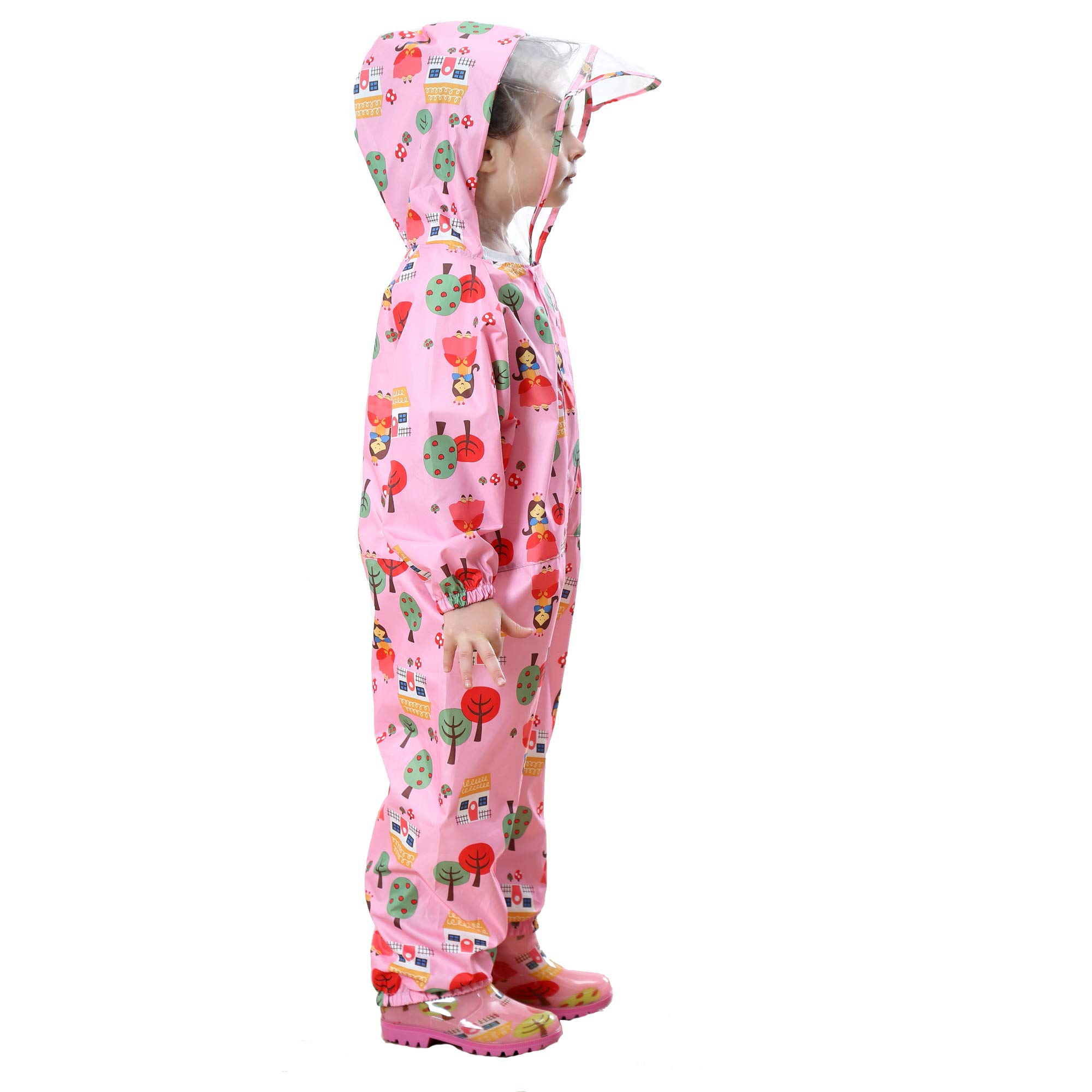 Enfants Imperméables à Capuche Unisexe Filles Garçons Imperméables Combinaison de Pluie Poncho Veste Respirant Manches Longues Manteaux Imperméables Rain Pantalon Vêtements 1-7 ans