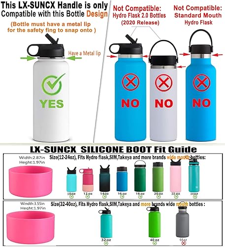 Miniatura 2 de LX-SUNCX - Mango de cuerda paracord para botella de agua Hydro Flask, se adapta a botellas de boca ancha (12oz-40oz), resistente portabotella con