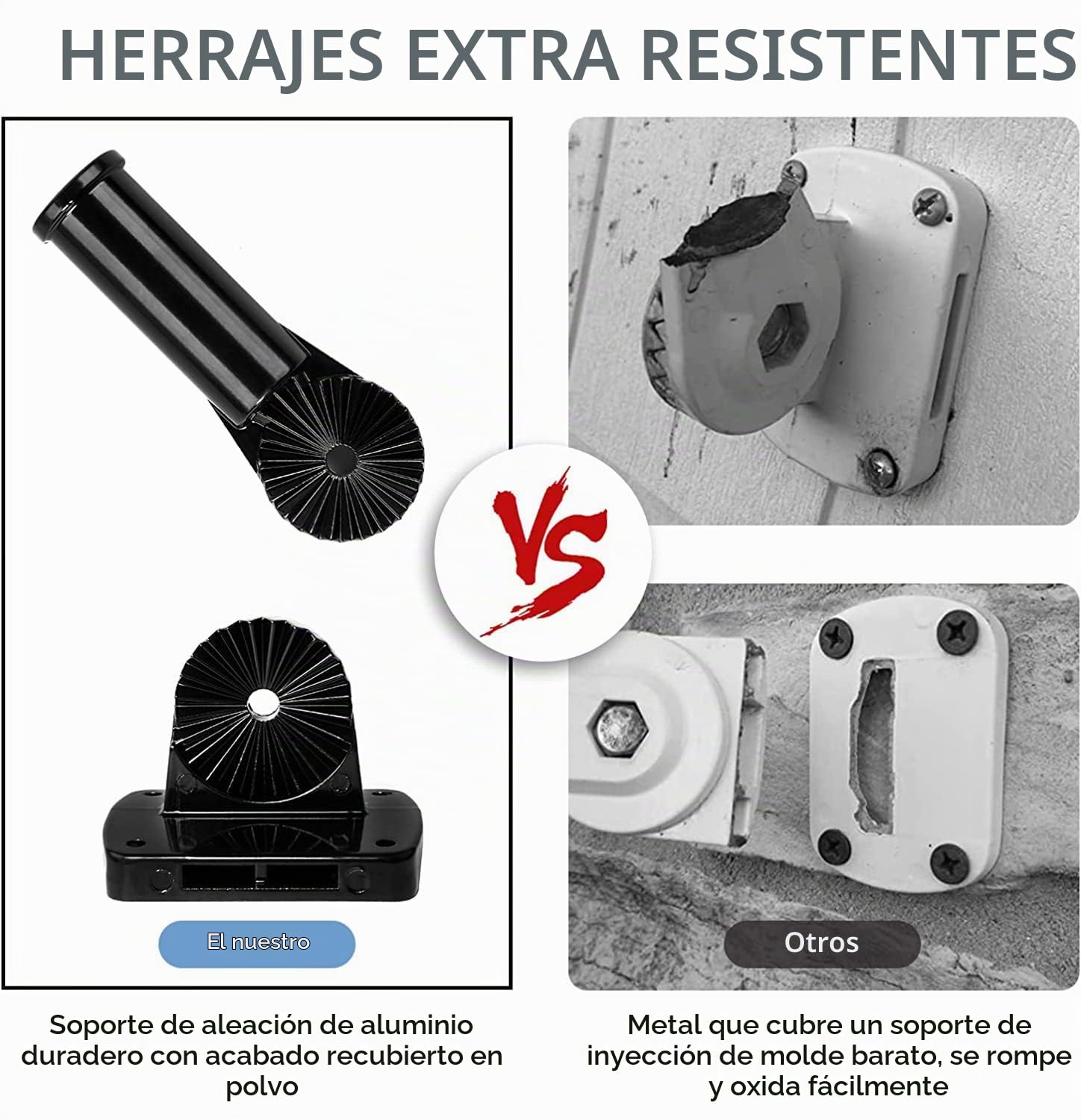Soporte para mástil de bandera sin perforación para barandilla de balcón, soporte para mástil de bandera perfecto para porche y valla, se adapta a barandillas redondas y cuadradas con parches de