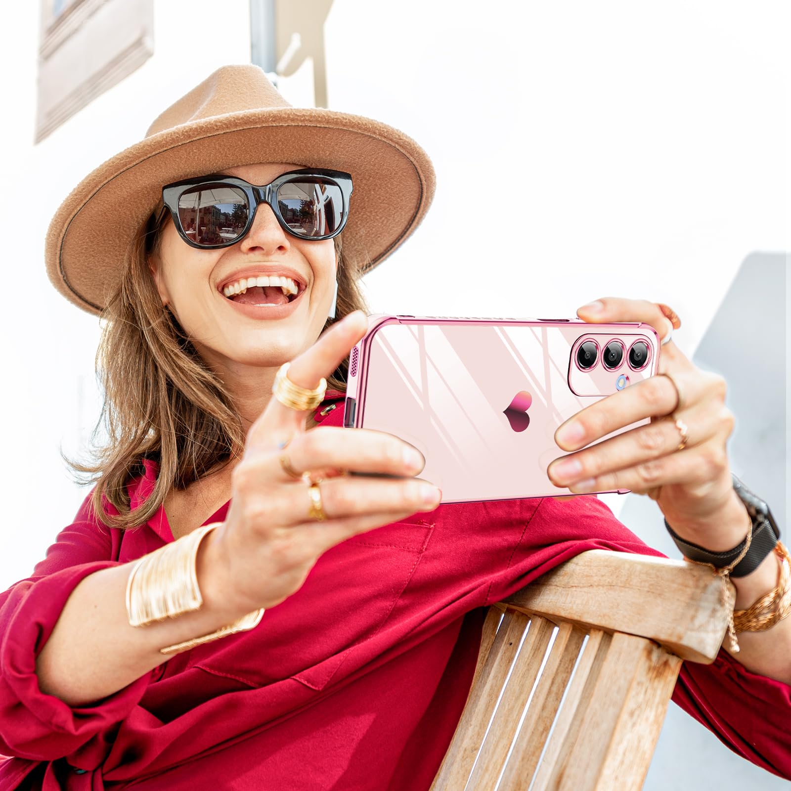 LeYi Cover per Samsung Galaxy A16 4G/5G Custodia con Pellicola Vetro Temperato [2 Pack], Amore Cuore Paraurti Morbido Silicone TPU Sottile Case con Protezione Fotocamera per Samsung A16 Donne, Rosa