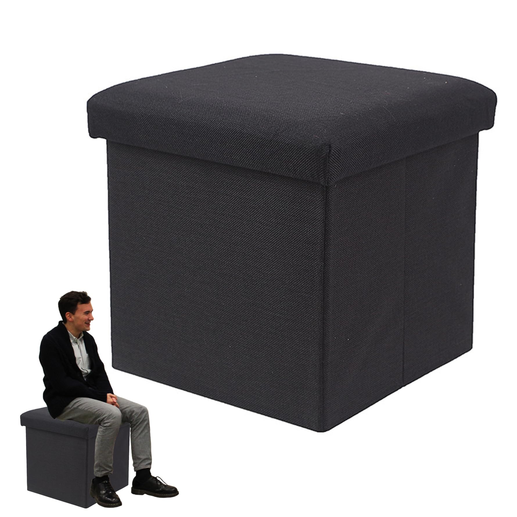 Boîte de rangement ottoman pour jouets d'enfants et repose-pieds confortable de couloir