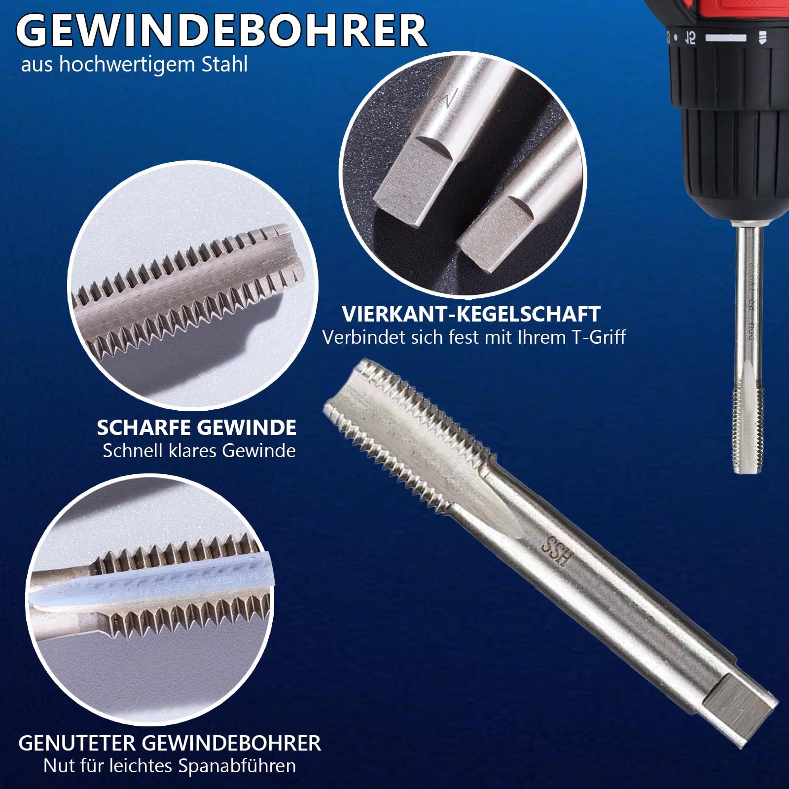Zestaw narzędzi do naprawy gwintów M5, M6, M8, M10, M12, M14, do wyboru, do aluminium, tworzywa sztucznego i metalu (M12 x 1,5)