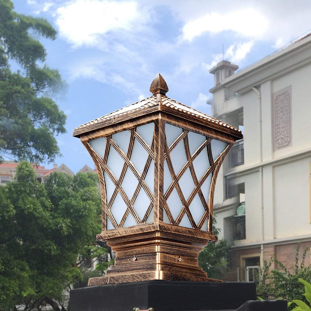 Lampada da Giardino retrò Europea Antica, Luce Solare per Porta, Lampada da Esterno, Lampada da Tavolo a LED in Acrilico, Lanterna Vintage Impermeabile, Lampada a Colonna,S
