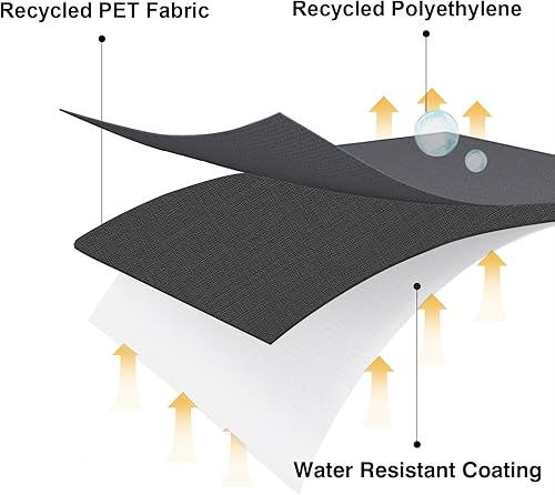 Miniatura 4 de Funda de tela RPET para cubierta de plancha plana, negro se adapta a parrillas de 36 pulgadas con capucha y estante lateral plegable, dimensiones 51