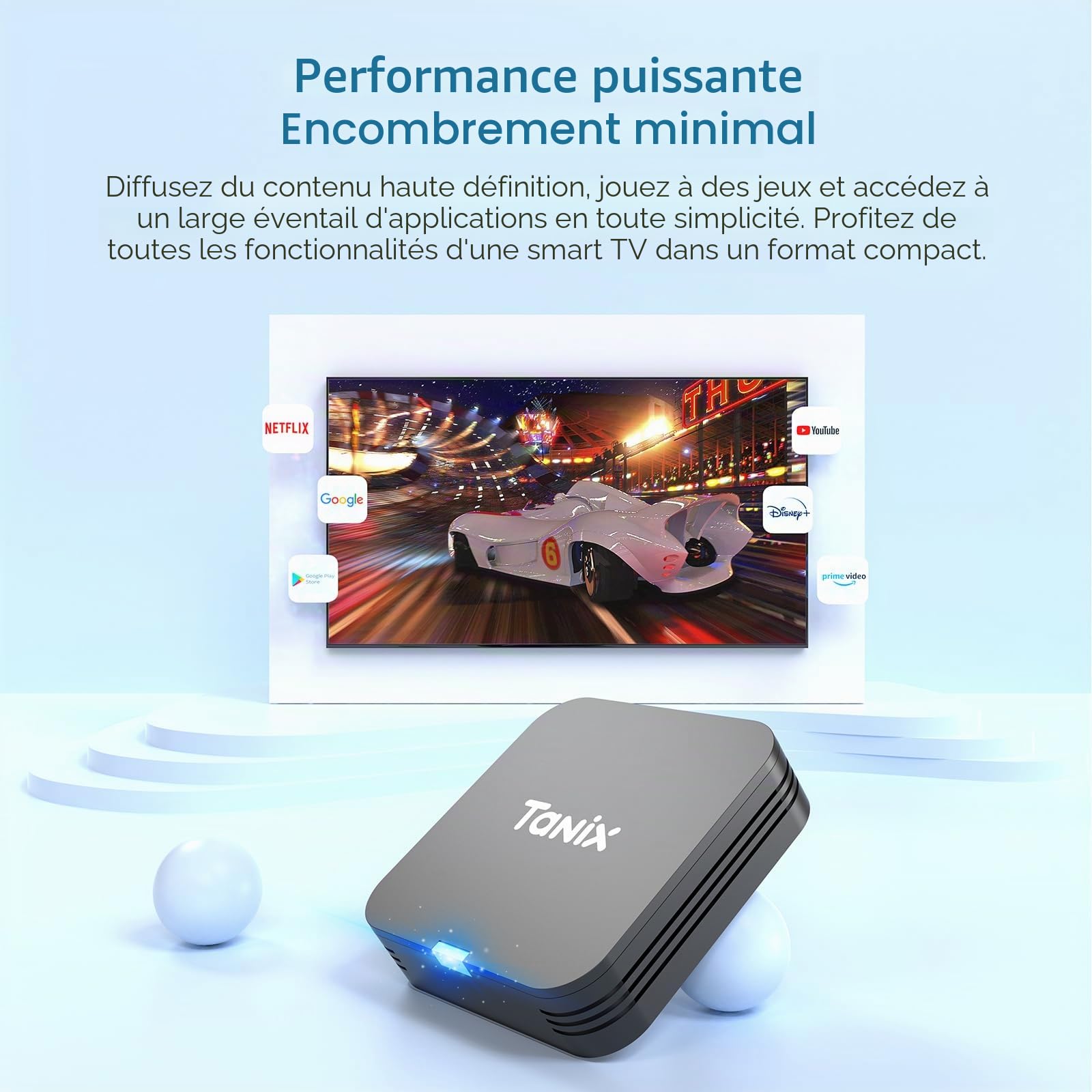 Android TV Box 10.0, Android Box 2 Go RAM 16 Go ROM, Allwinner H313 Quad-Core Arm Cortex A53, Support WiFi et USB 4K Smart Box TV
