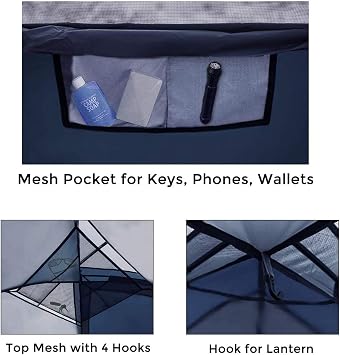Pacific Pass 6 Person Dome Tent w/ Removable Rain Fly and Screen Room, Water Resistant - Navy/Gray