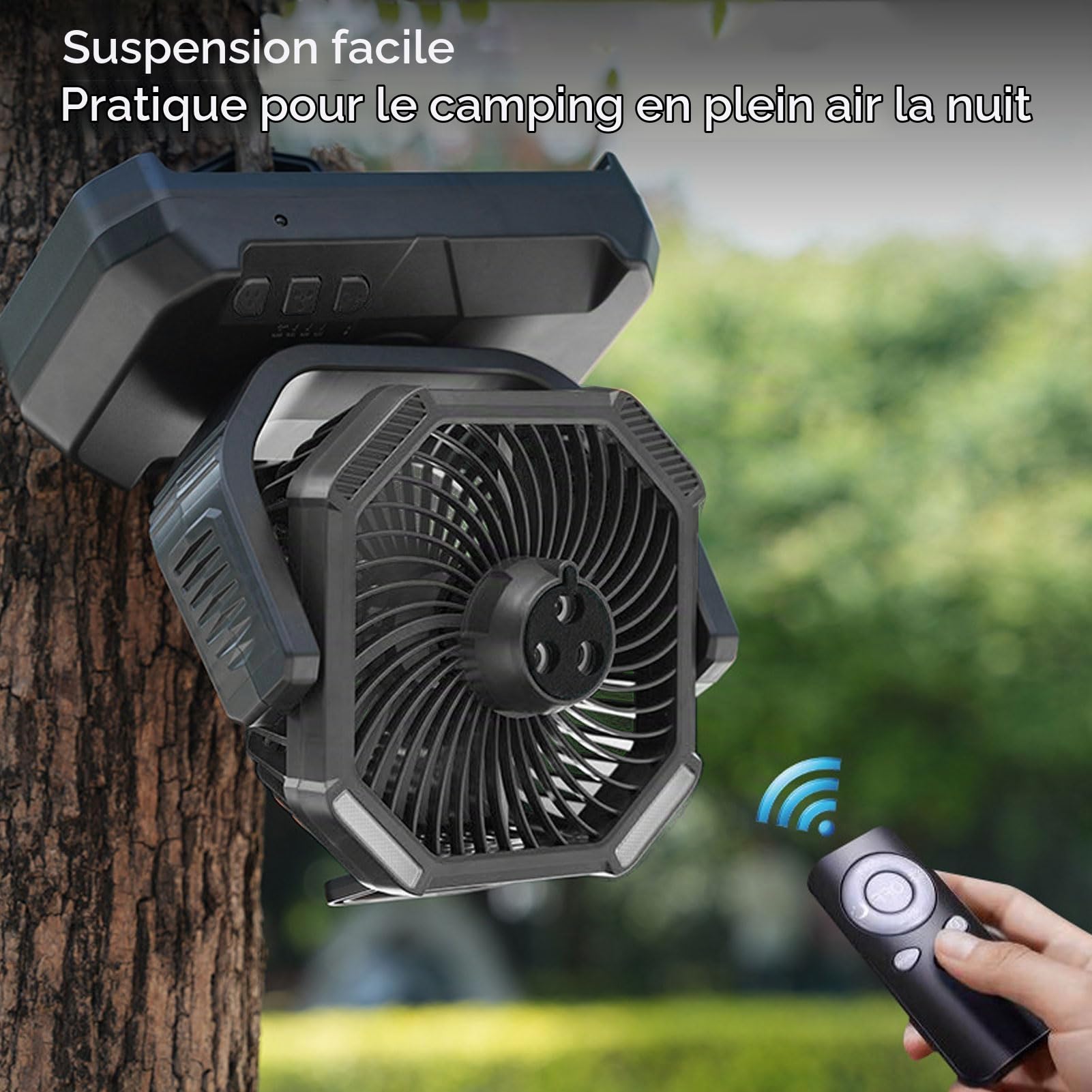 FTVOGUE Ventilateur Brumisateur Portable avec Seau, Batterie Rechargeable de 20 000 MAh, 4 Vitesses avec Lumière LED pour le Camping et l'extérieur