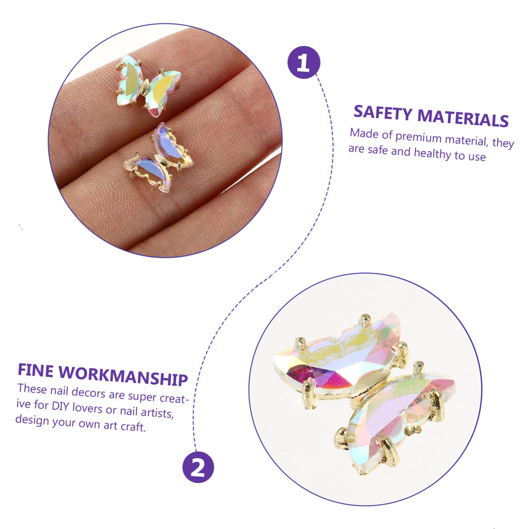 PACKOVE 4 Sätze Teiliges Set Schmetterling Nagelschmuck Glänzende Nail Art Ornamente Für Kreative Designs Für Feste Und Persönliche Maniküre 40 Stück * 4