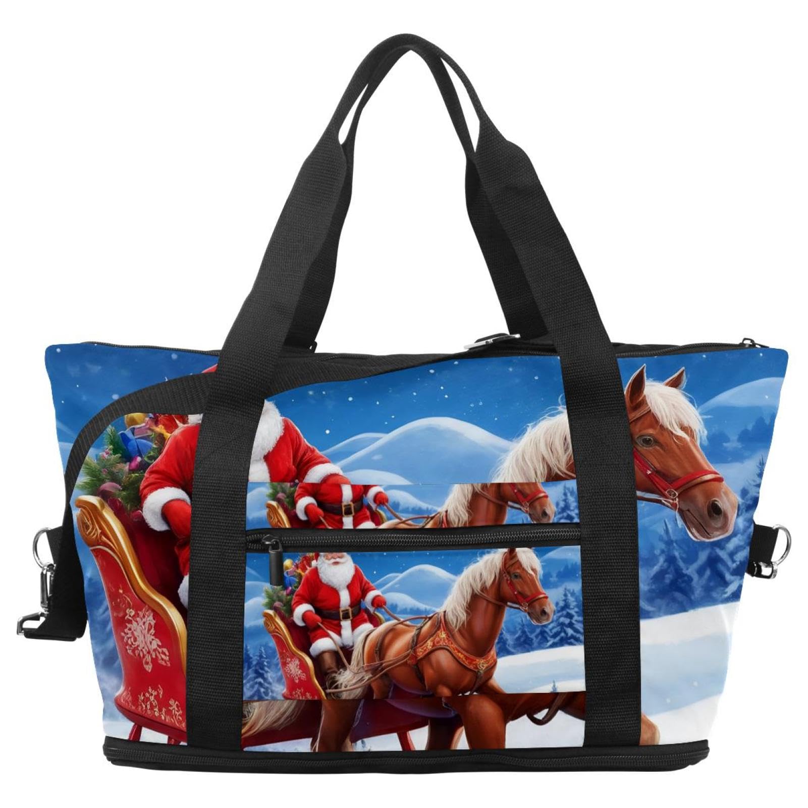 Reisetasche mit Weihnachtsmann-Muster, erweiterbare Wochenendtasche, Übernachtungstasche, wasserdicht, Sport, Fitnessstudio, Krankenhaustasche, Mehrfarbig 5, Eine Größe, Reisetasche