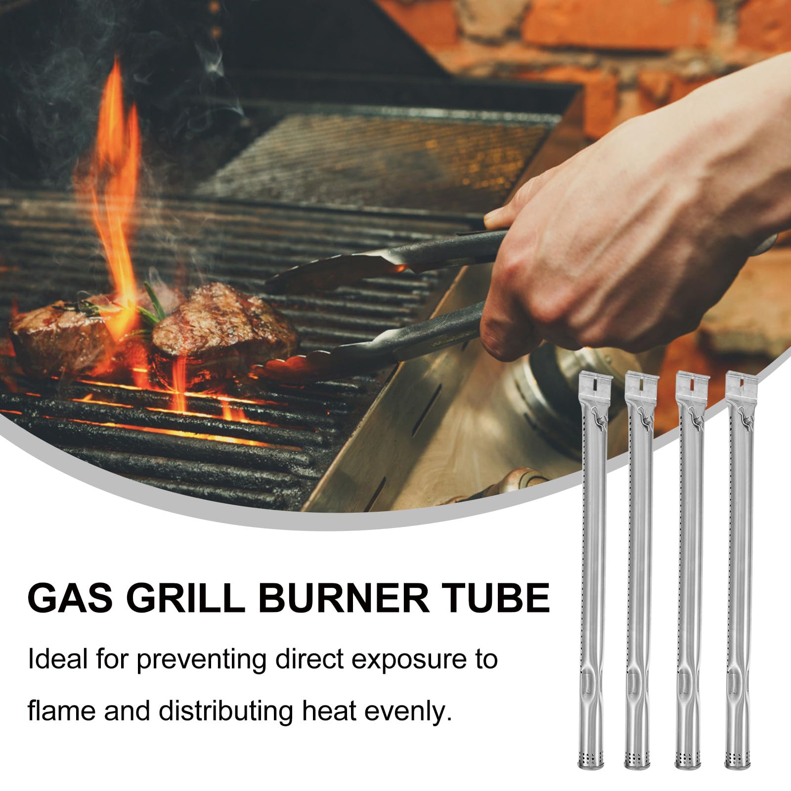 UKCOCO Bruciatori Gas per Barbecue 4 Pezzi in Acciaio Inox