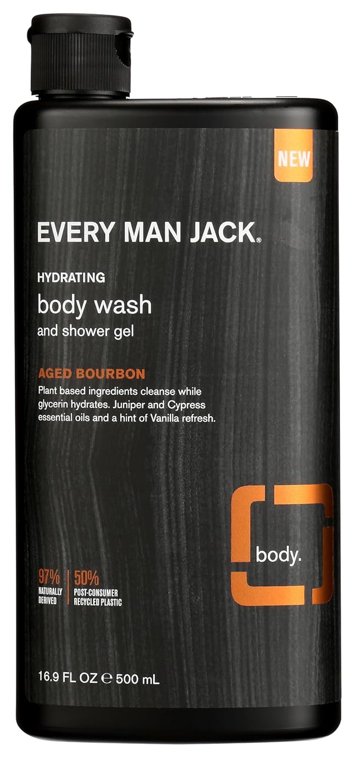 Every Man Jack, Body Wash and Shower Gel, Hydrating, Aged Bourbon, 16.9 Ounce