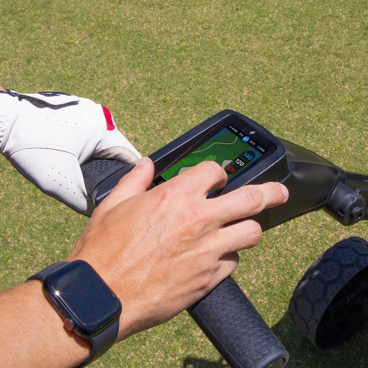 MGI Ai Navigator Halo with Halo Eye Remote Electric Golf Caddy Bundle - LiDAR-Based Follow Me Technology, Geo Protect Technology, Terrain Handling with PlayBetter Portable Charger