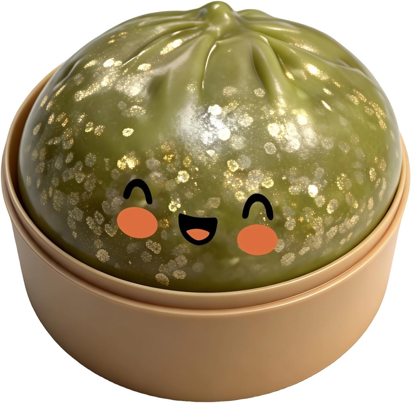 Squishy Bao Dumpling Sensory Fidget Toy with Plastic Steamer Box - Squeeze Toys for Kids Ages 3+ (Green)