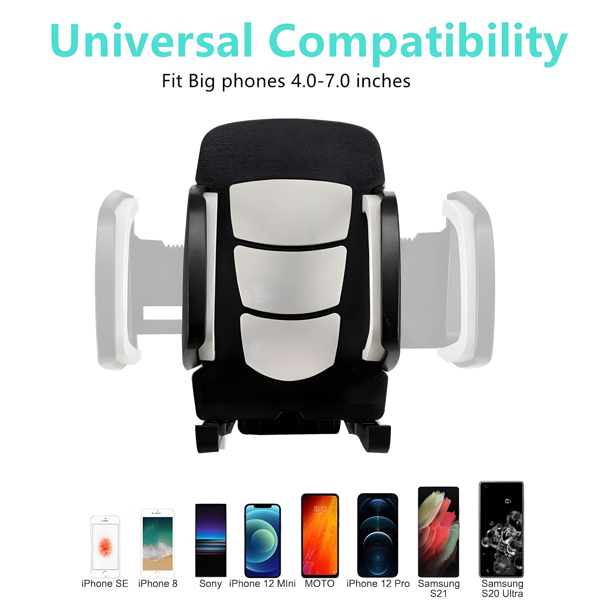 Soporte de teléfono para coche, giratorio de 360°, cuello de cisne, altura ajustable, soporte de montaje para teléfono celular, montaje en vehículo para EE. UU