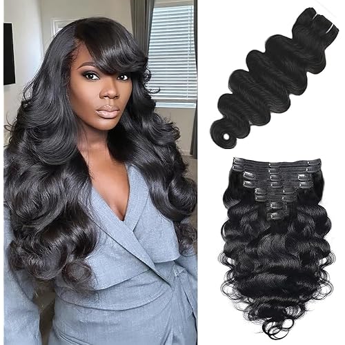 Body Wave Clip In Hair Extensions Real Human Hair Clip Ins For Women 18 Inch Remy Human Hair Extensions Clip Ins 8 Pcs With 18 Clips 120g Natural Black