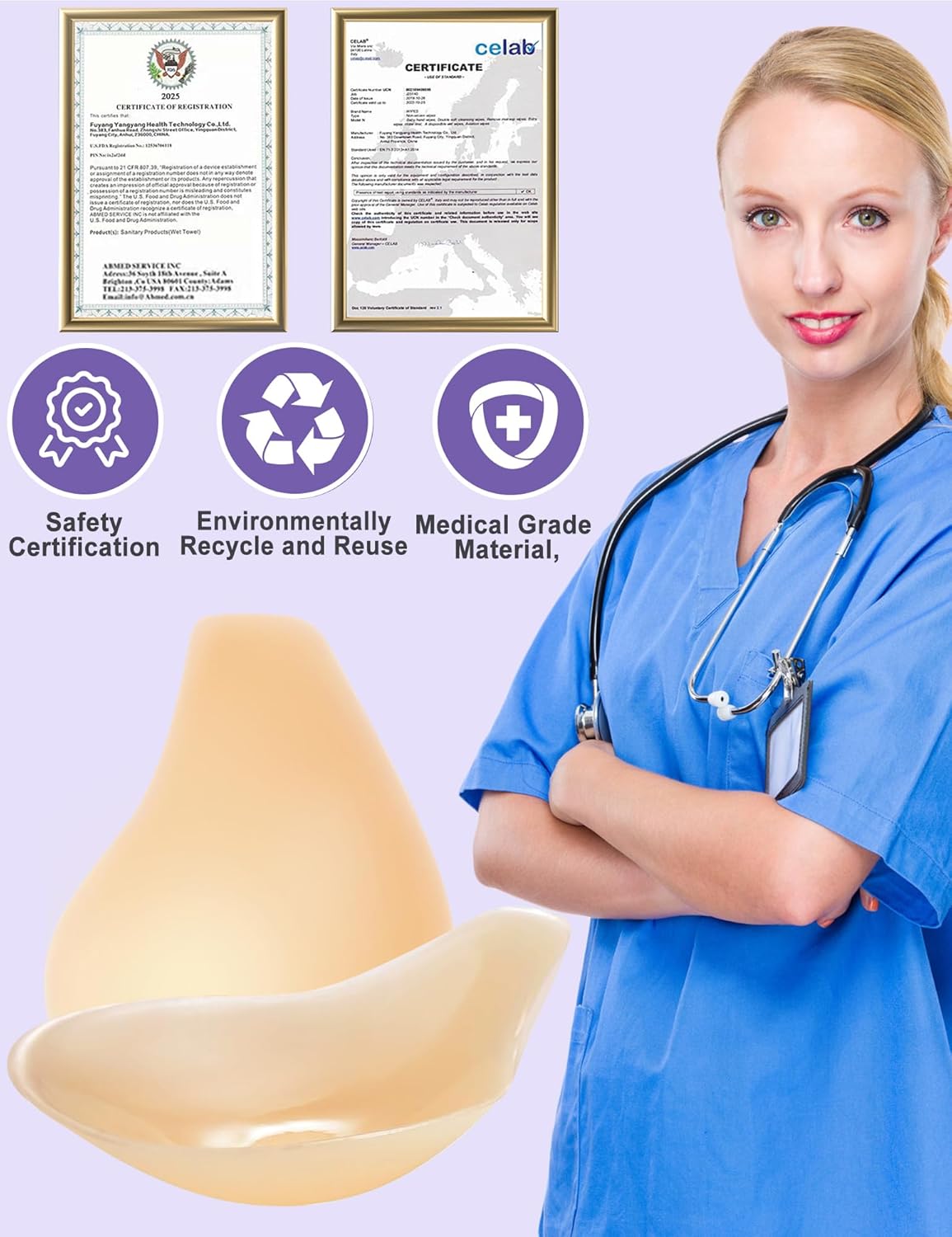 Lift Nipple Covers for Women, Ultra-Thin Seamless Sticky Adhesive Bras, Push Up Reusable Solid Silicone Pasties Bras - Image 2