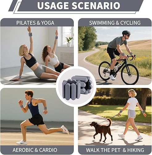 Miniatura 7 de Pesas de muñeca  Pesas ajustables para tobillo y muñeca para mujeres y hombres  Juego de pulseras con peso de 2 libras (1 libra cada una)  Pesas