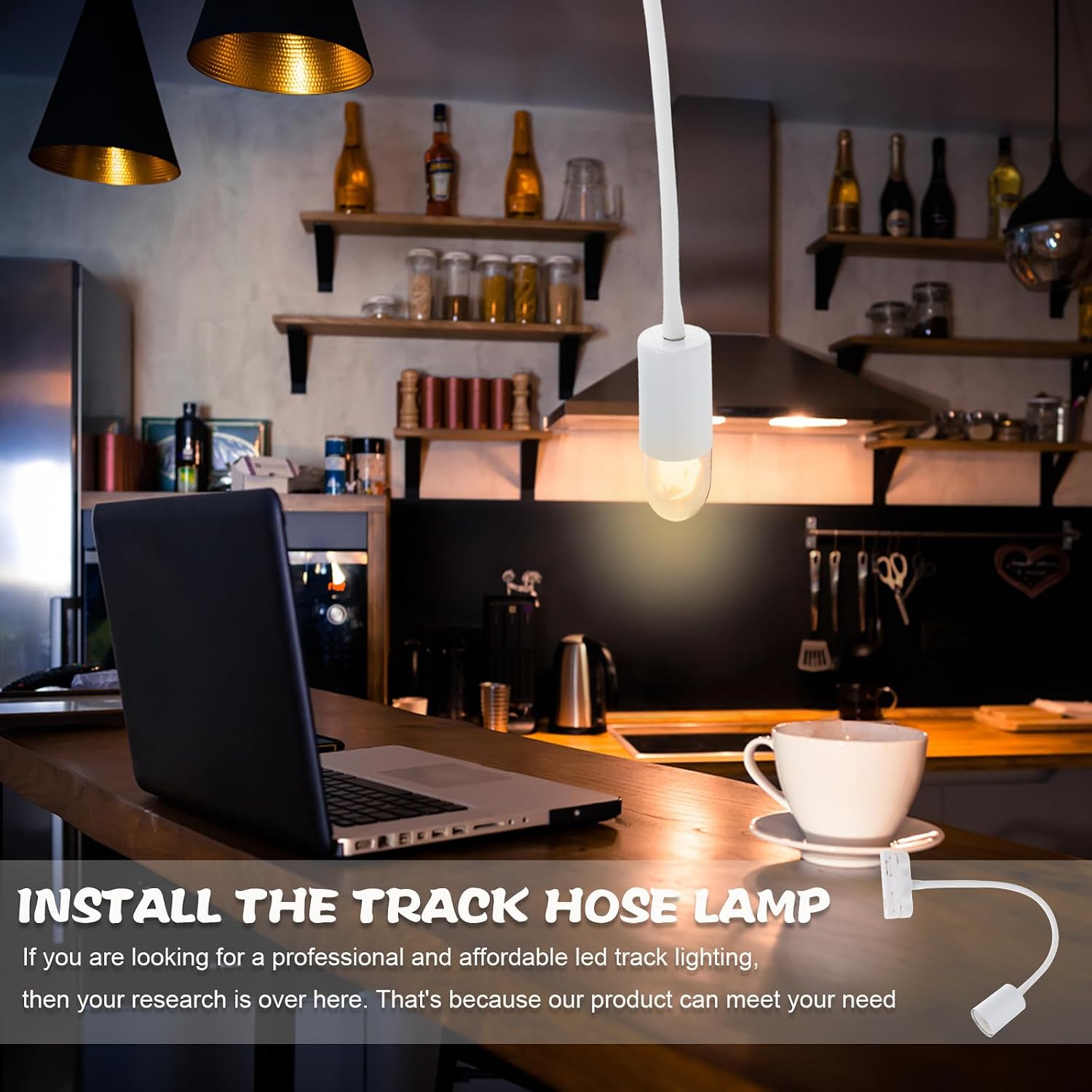 Track Lighting E27 Socket Head Holder with Flexible Hose, White Ceiling Spotlight Fixture for Adjustable Lighting Accessories