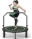 BCAN BT2 450/550LBS Mini Rebounder Trampoline for Adults with Bar, Fitness Trampoline with Bungees, Adjustable Handle, Stable & Quiet, Indoor Outdoor, Whole-Body Workout & Relaxation at Home-40IN/48IN