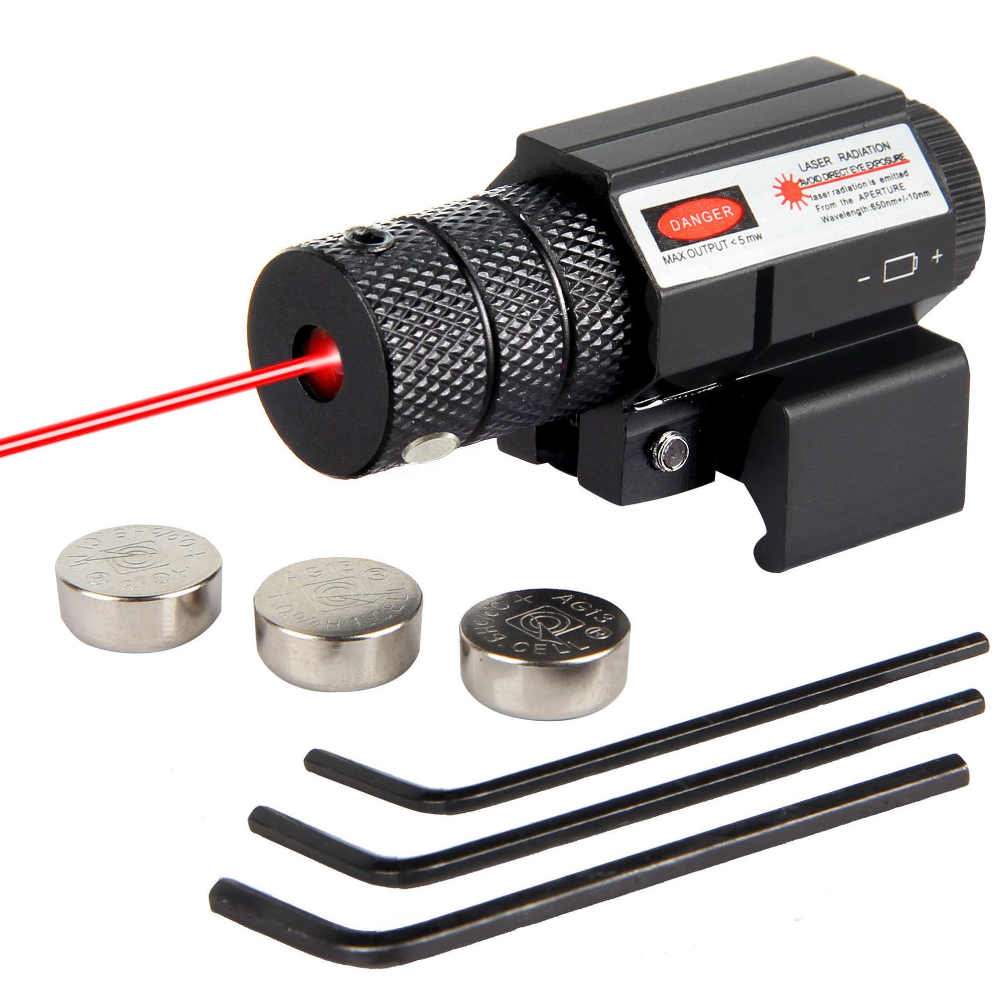 KASENTE Tactical Laser Sight, Red Dot Beam with Picatinny Rail Mount, Adjustable Windage & Elevation for Airsoft Guns, Pistols & Rifles, Long Range Precision for Outdoor Shooting & Training, Black