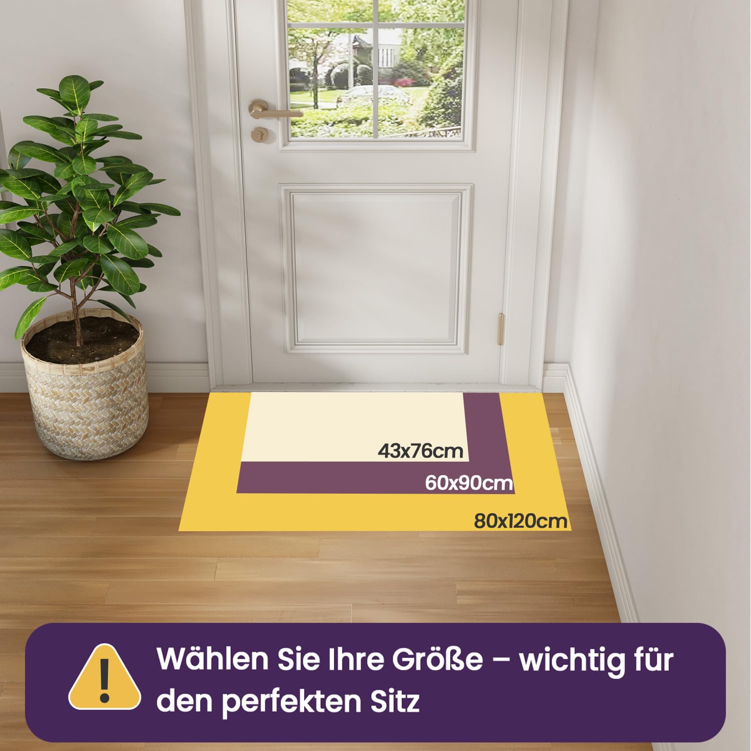 DEXI Fußmatte Innen 60 x 90 cm, rutschfest Schmutzfangmatte mit Gummirücken, absorbierend Fussmatte Innenbereich, Dünn Türmatte, waschbar Sauberlaufmatte für Haustür & Flur, Beige
