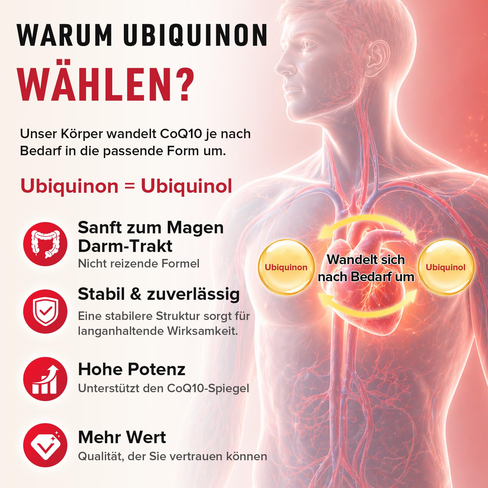 CoQ10 mit L-Glutathion 1000mg Kapseln (2 Packung)- 100% fermentiertes Coenzym Q10, Coenzym Q10 Hochdosiert, Sojafrei, Glutenfrei, Vegan