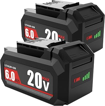SAPBJ 2 Pack 20V 6.0Ah Battery for Skil 20V Battery Replacement, Compatible with PWRCORE 20 Series Cordless Power Tools Battria BY519601 BY519603 BY519702 BY519701 BY519703